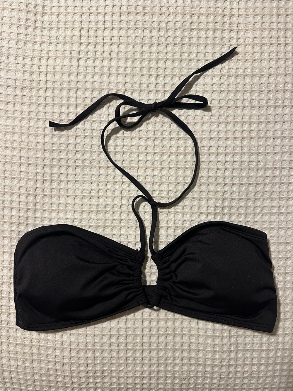 LOFT Black Bandeau Swim Top with Removable Tie